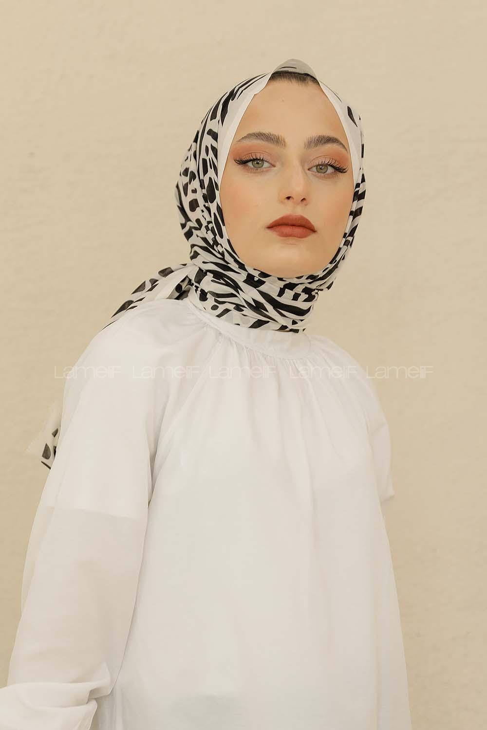 Modalamelif Beyaz Renk Su Damlası Desenli Şal