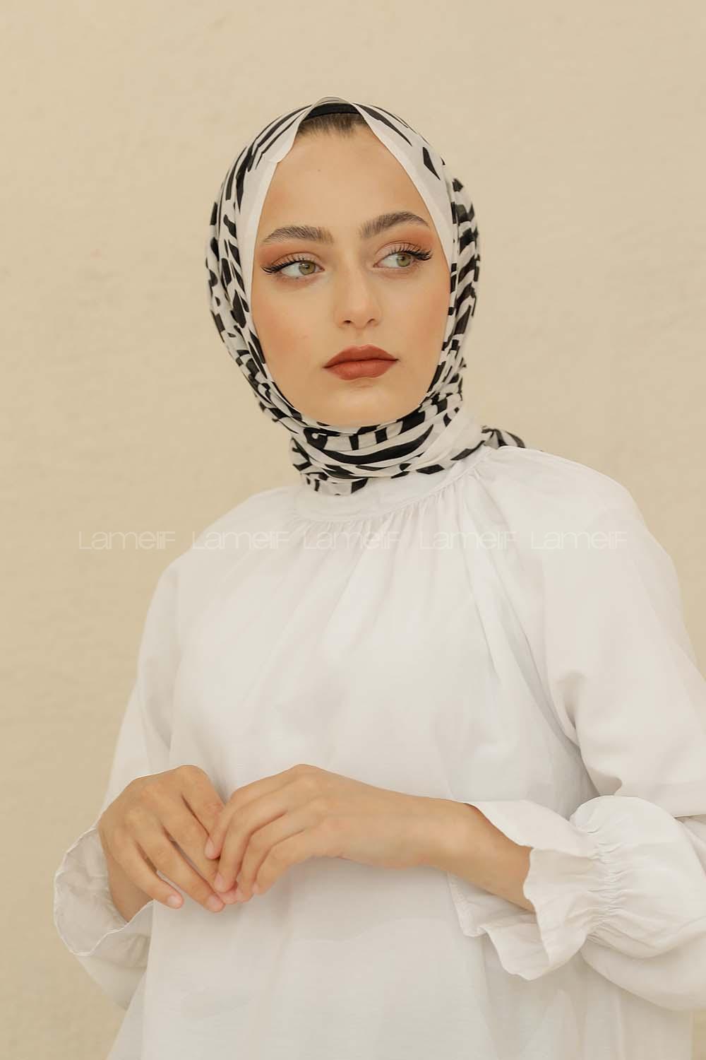 Modalamelif Beyaz Renk Su Damlası Desenli Şal