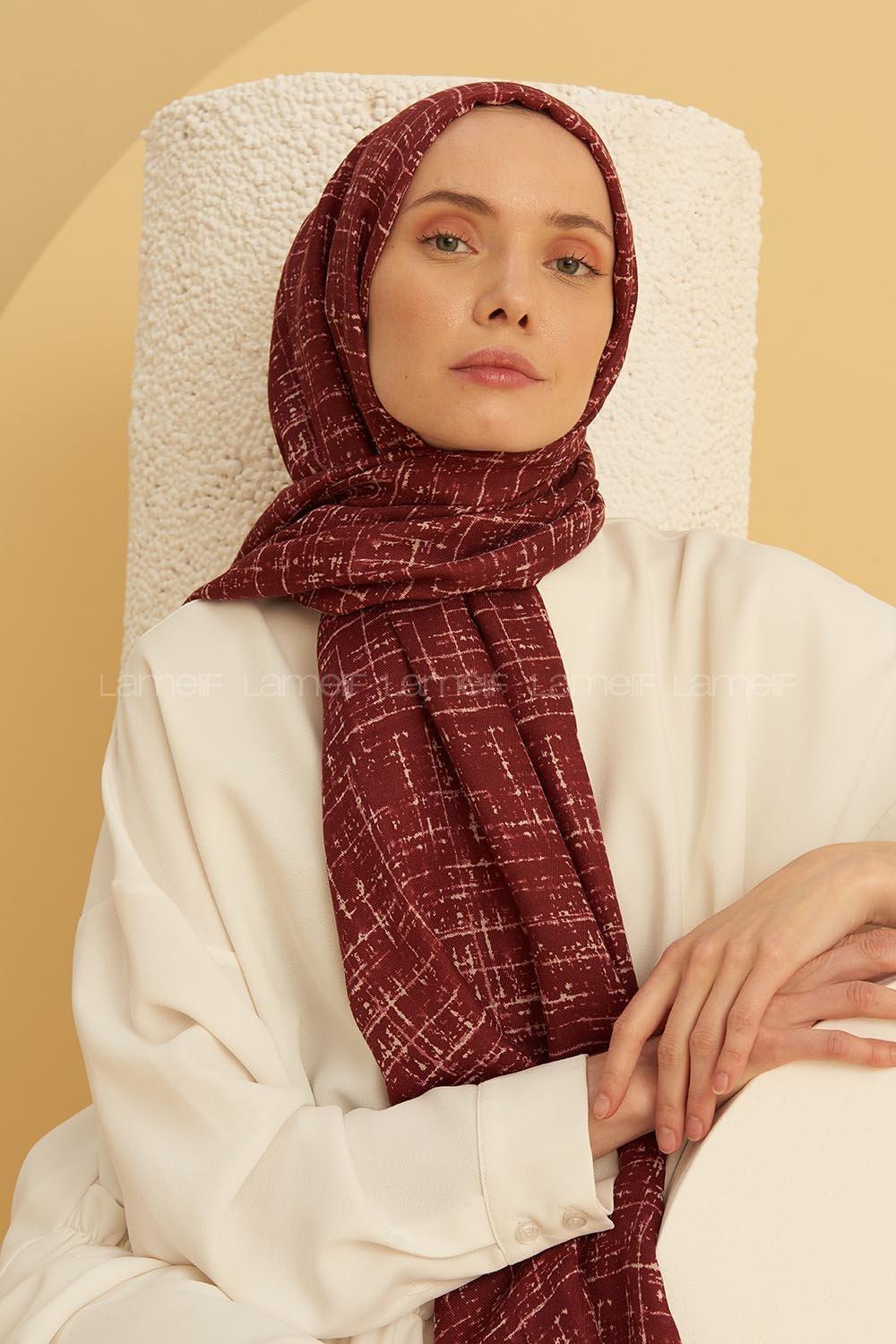 Modalamelif Bordo Batik Desen Şal