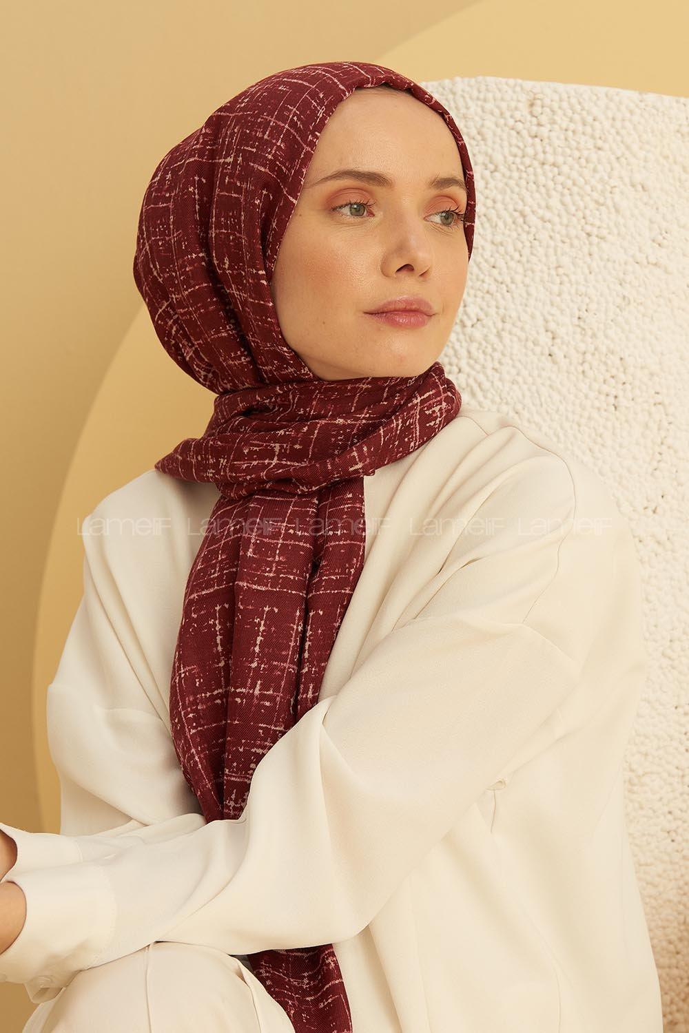 Modalamelif Bordo Batik Desen Şal