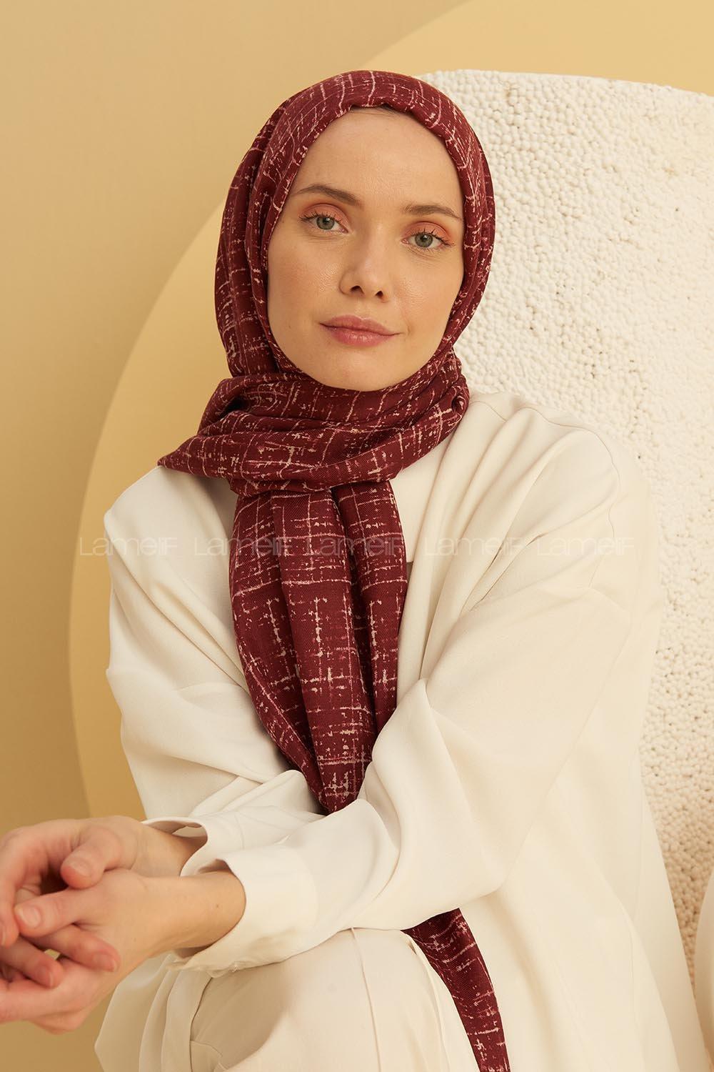 Modalamelif Bordo Batik Desen Şal