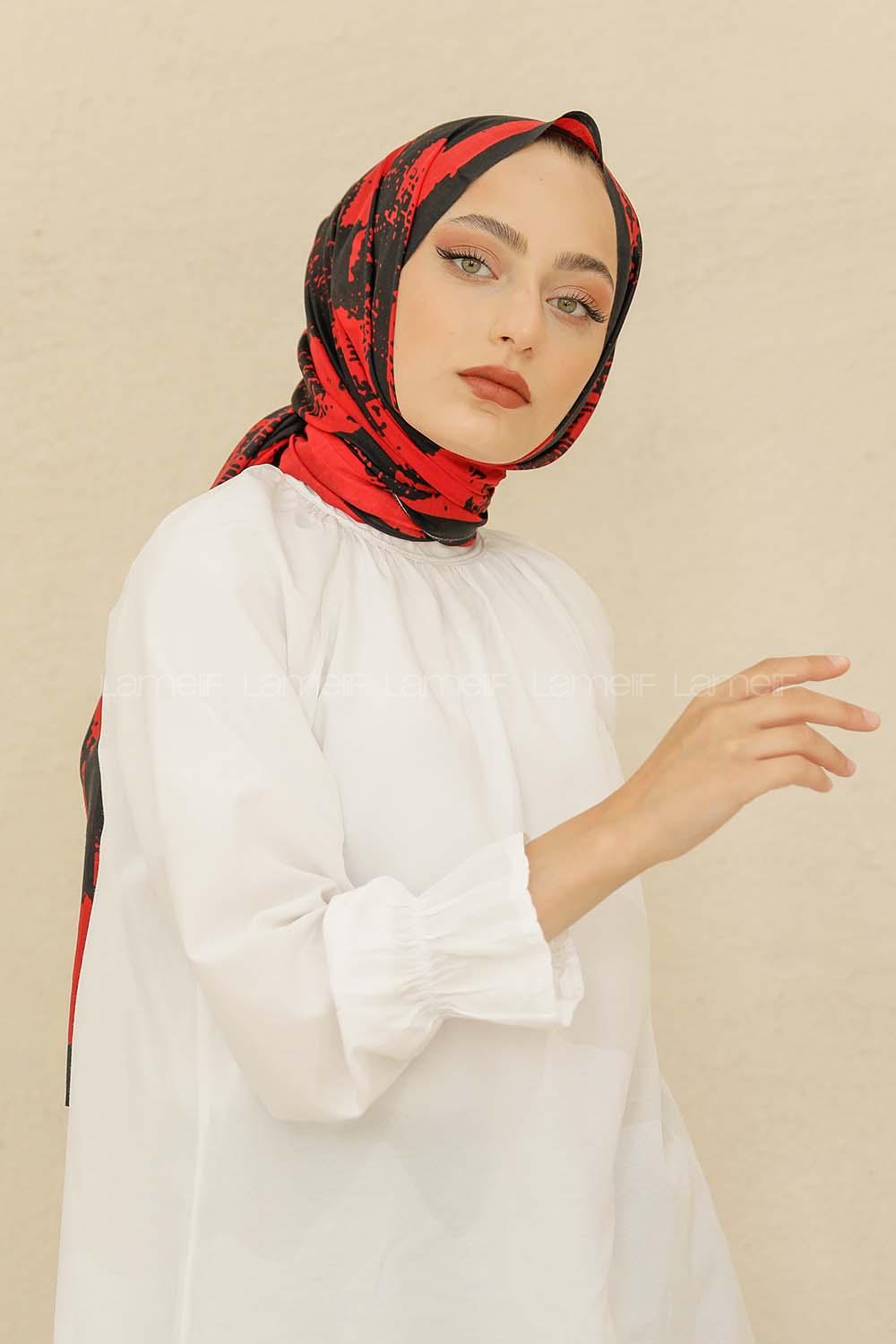 Modalamelif Bordo Renk Karışık Desenli Şal