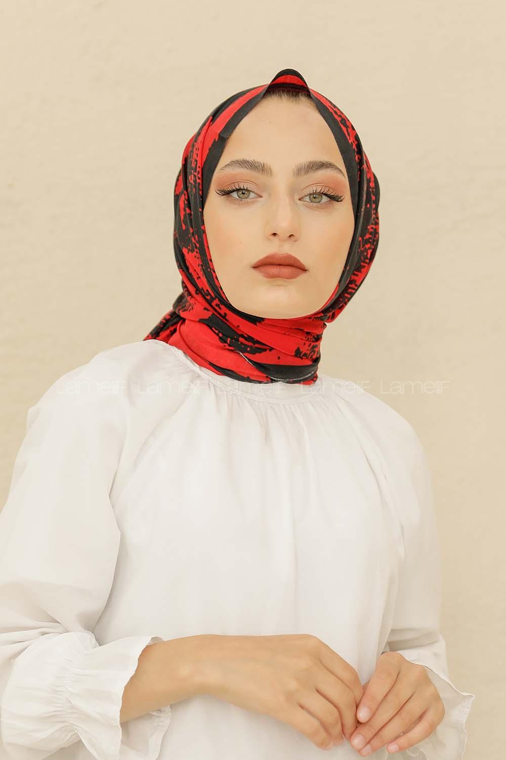 Modalamelif Bordo Renk Karışık Desenli Şal