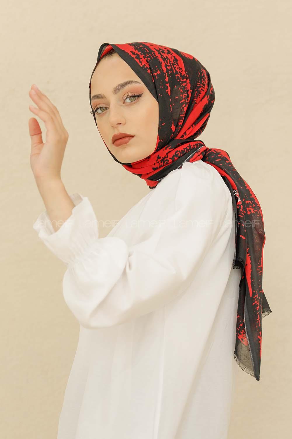 Modalamelif Bordo Renk Karışık Desenli Şal