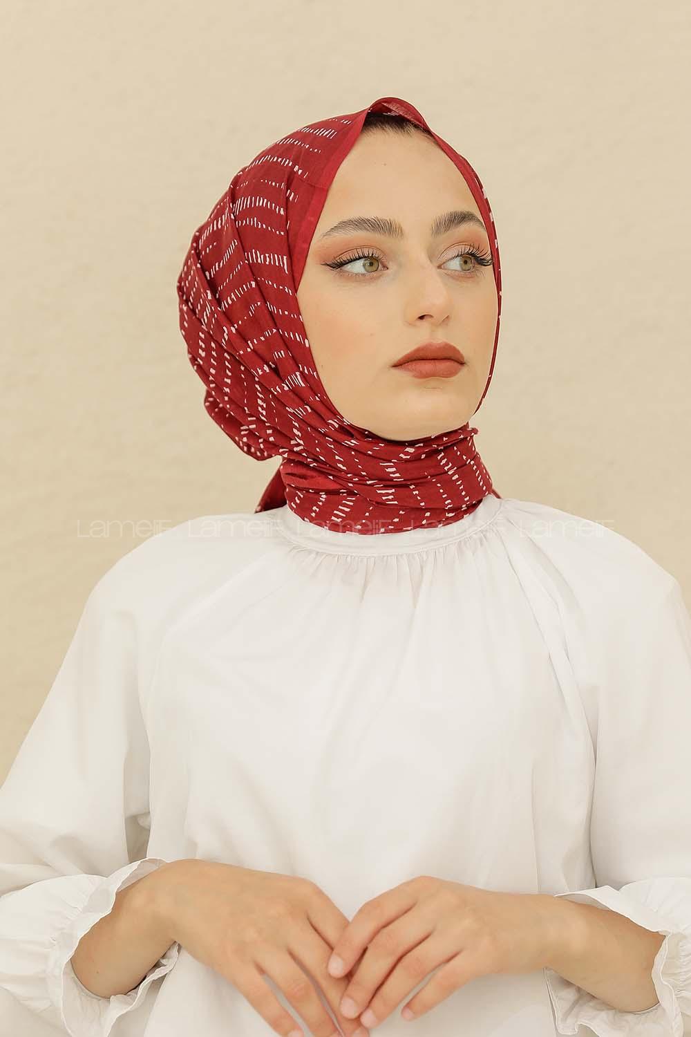 Modalamelif Bordo Renk Şerit Desenli Şal