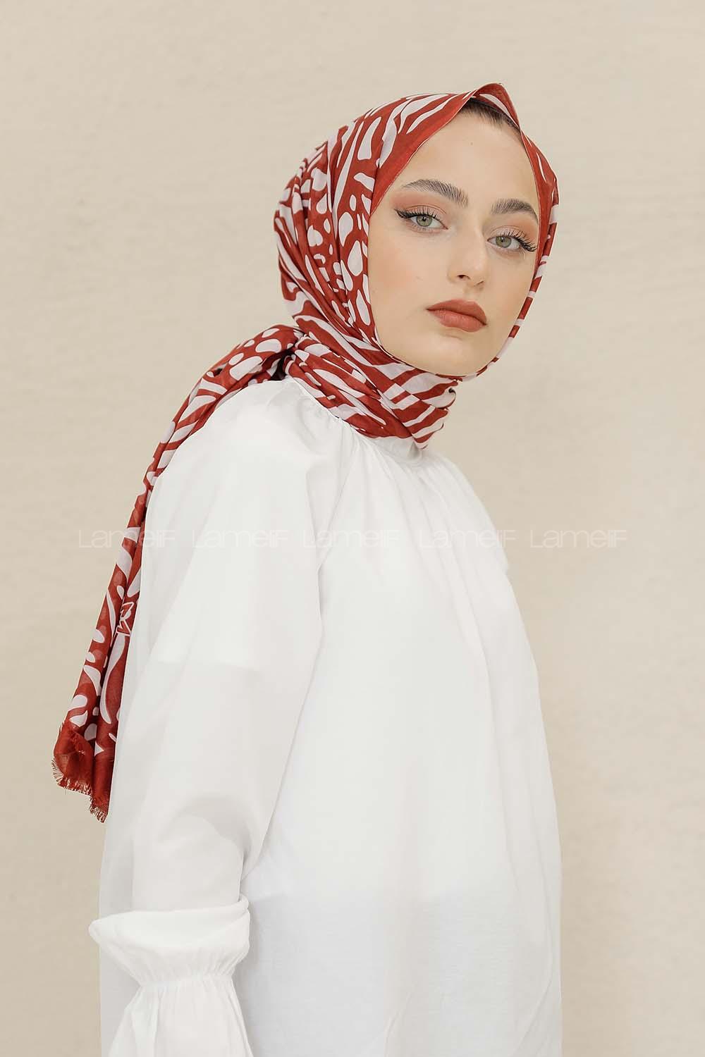 Modalamelif Bordo Renk Su Damlası Desenli Şal