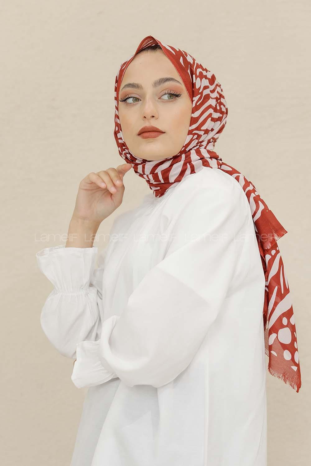 Modalamelif Bordo Renk Su Damlası Desenli Şal