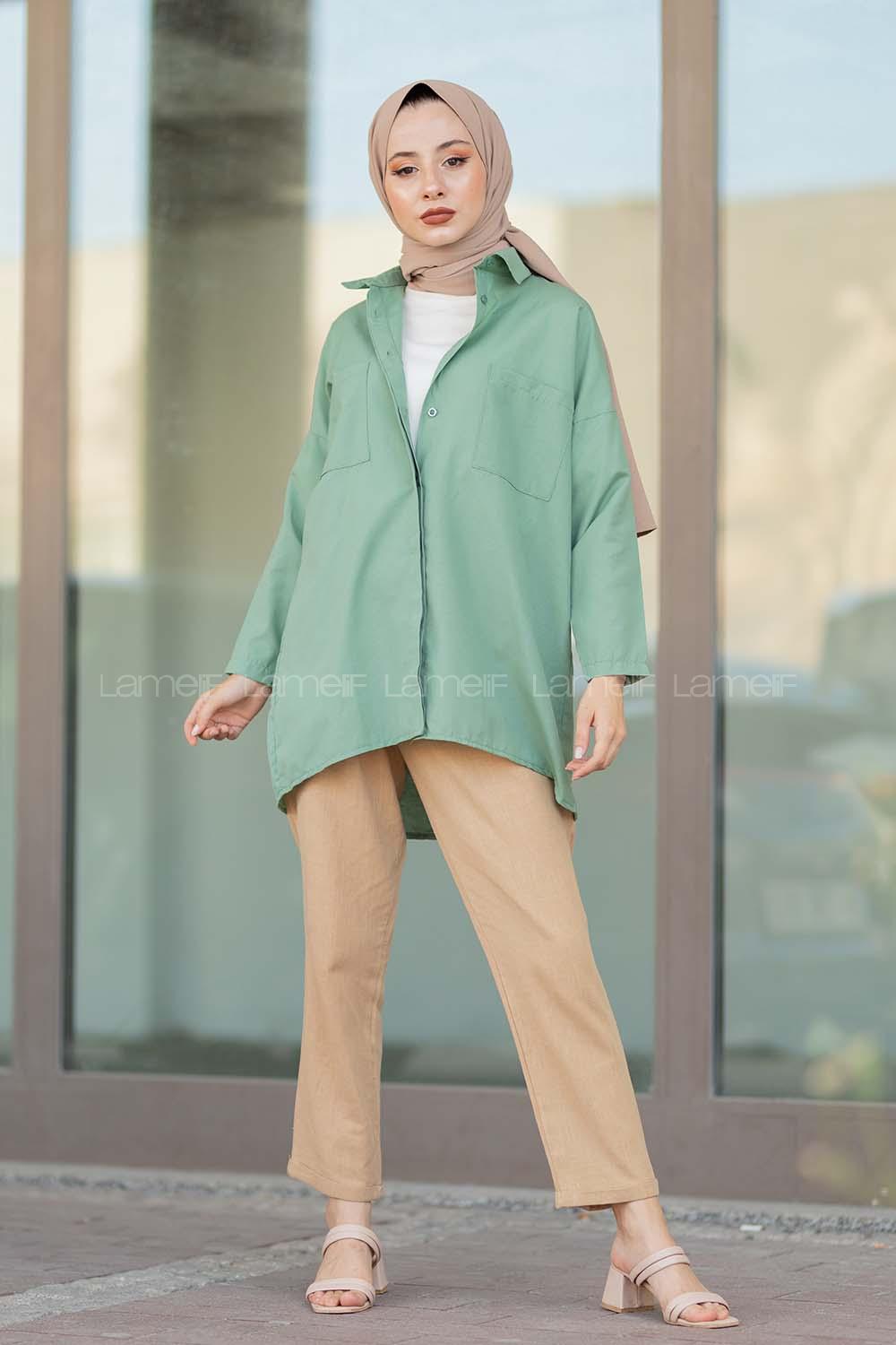 Modalamelif Çift Cepli Poplin Gömlek Pastel Yeşili