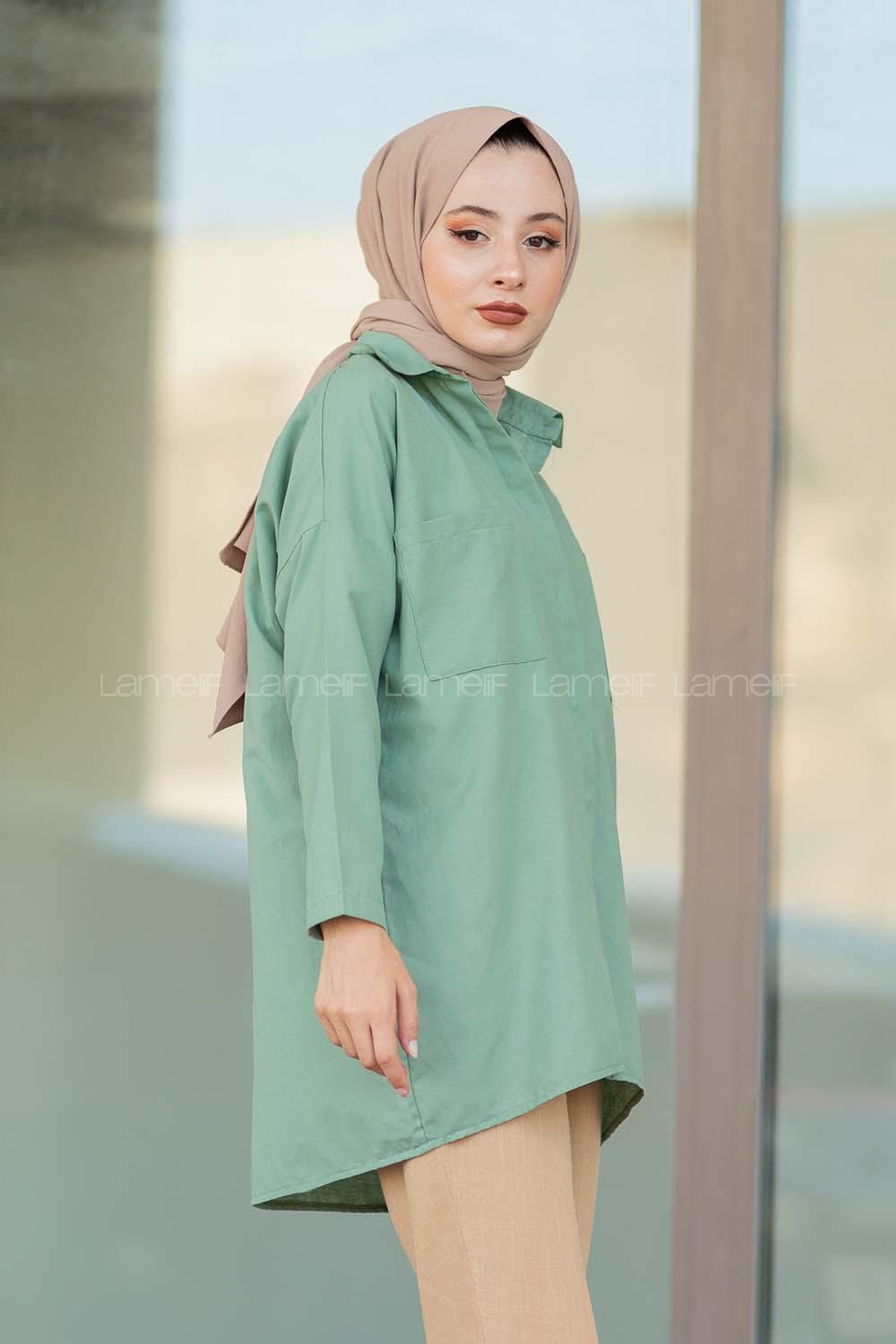 Modalamelif Çift Cepli Poplin Gömlek Pastel Yeşili