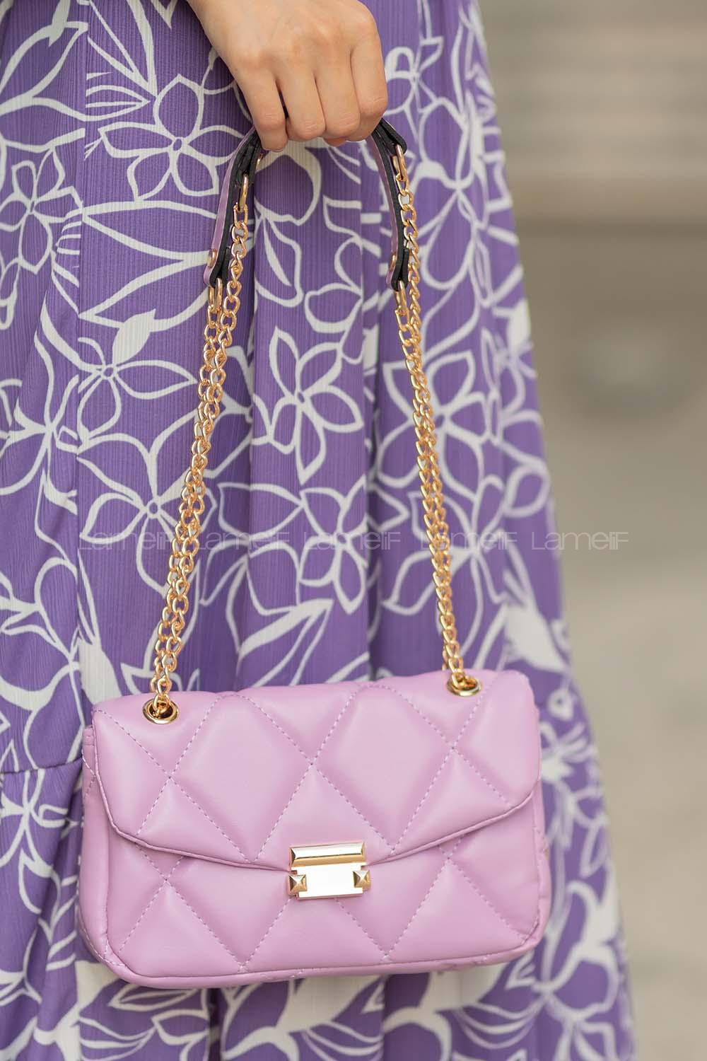 Modalamelif  Dikişli Deri Görünümlü Çanta Lila