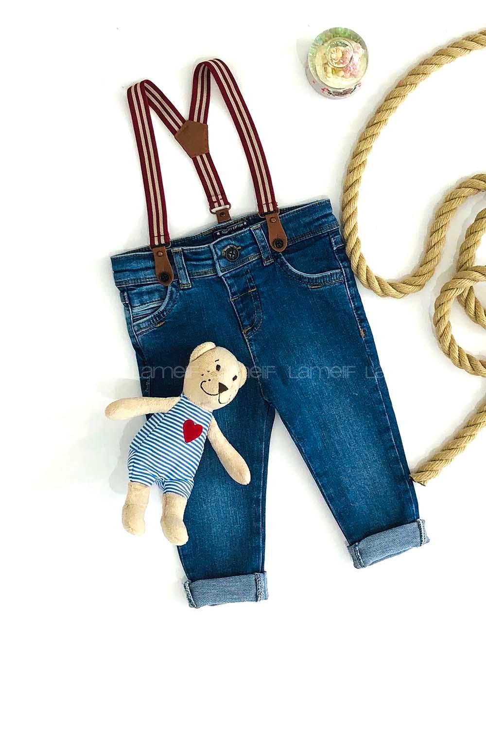 Modalamelif Erkek Çocuk Slim Askılı Jean Pantolon