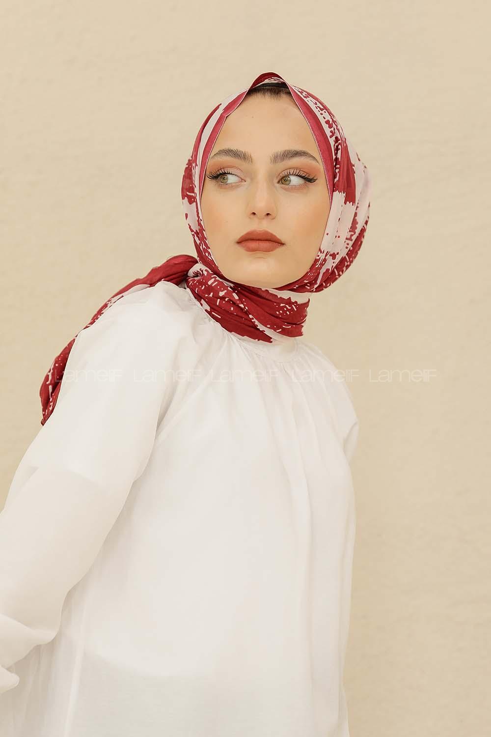 Modalamelif Fuşya Renk Karışık Desenli Şal