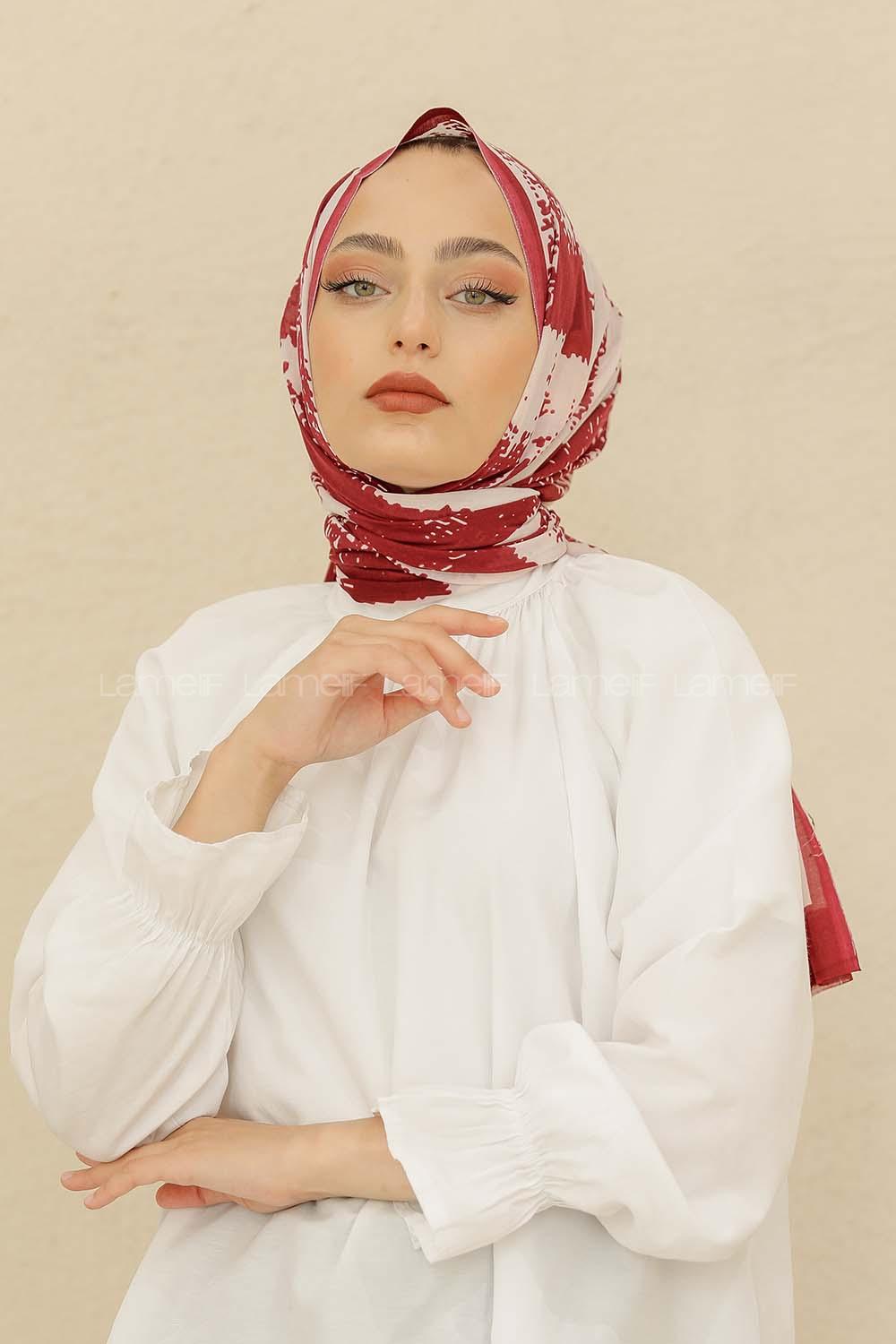 Modalamelif Fuşya Renk Karışık Desenli Şal