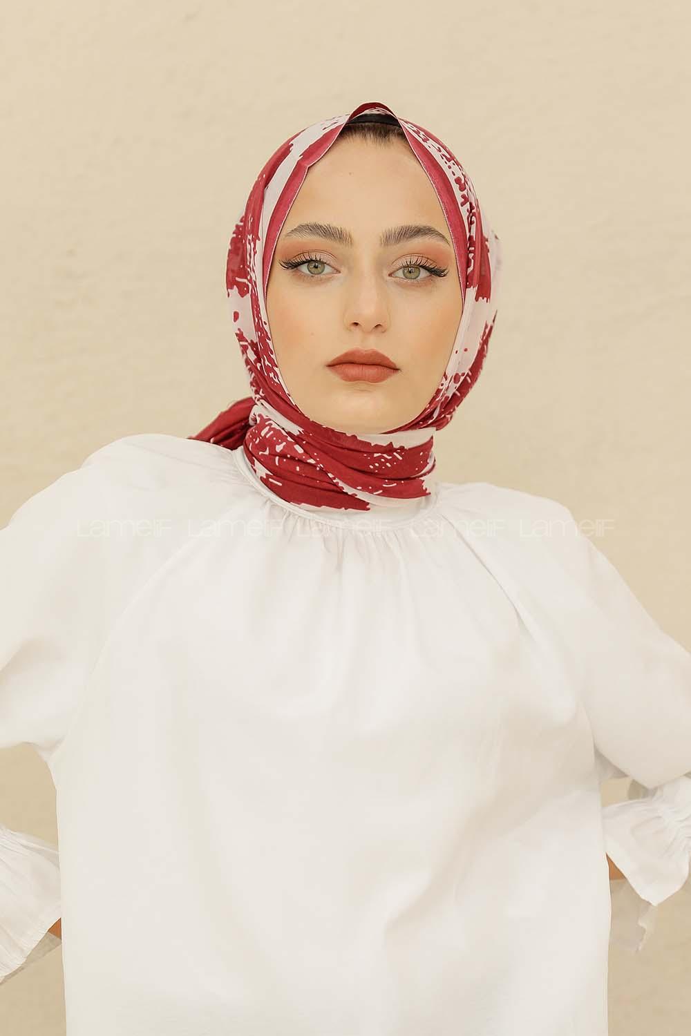 Modalamelif Fuşya Renk Karışık Desenli Şal