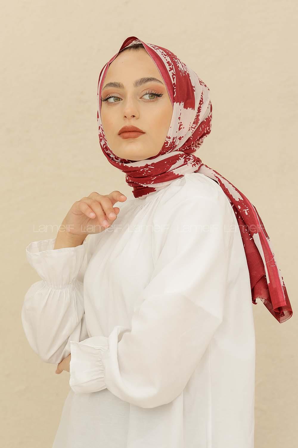 Modalamelif Fuşya Renk Karışık Desenli Şal