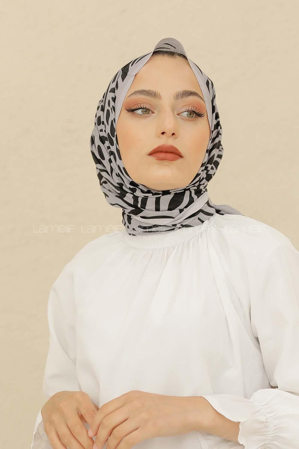 Modalamelif Gri Renk Su Damlası Desenli Şal