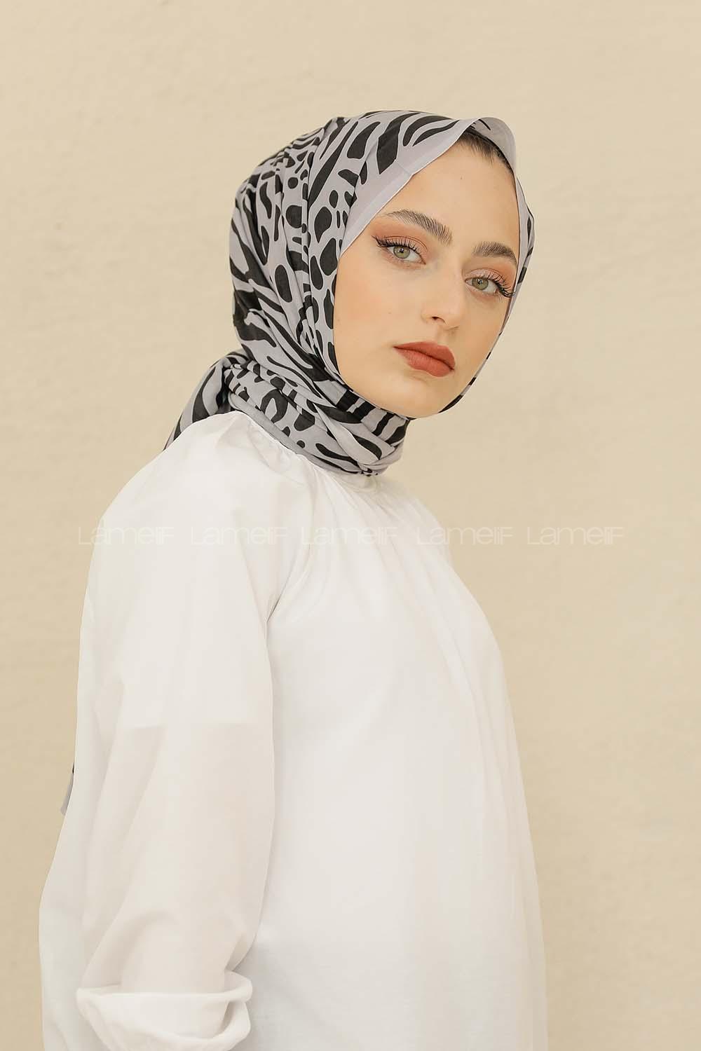 Modalamelif Gri Renk Su Damlası Desenli Şal