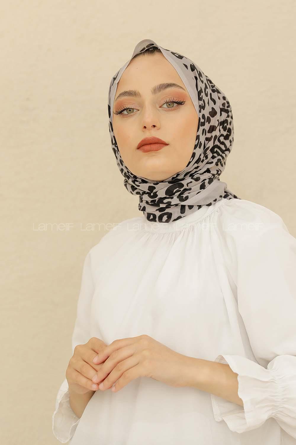 Modalamelif Gri Renkli Pati Desenli Şal