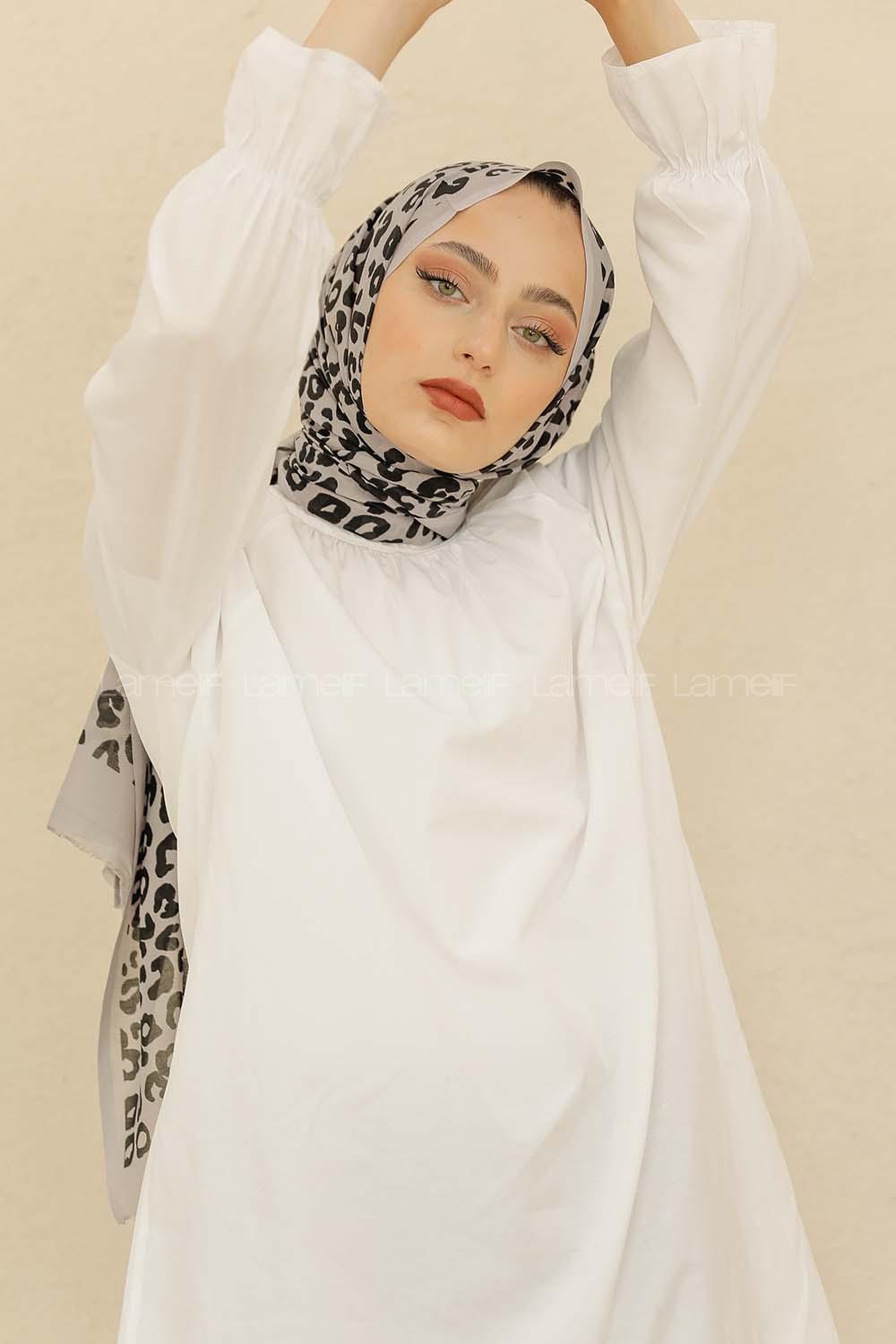 Modalamelif Gri Renkli Pati Desenli Şal