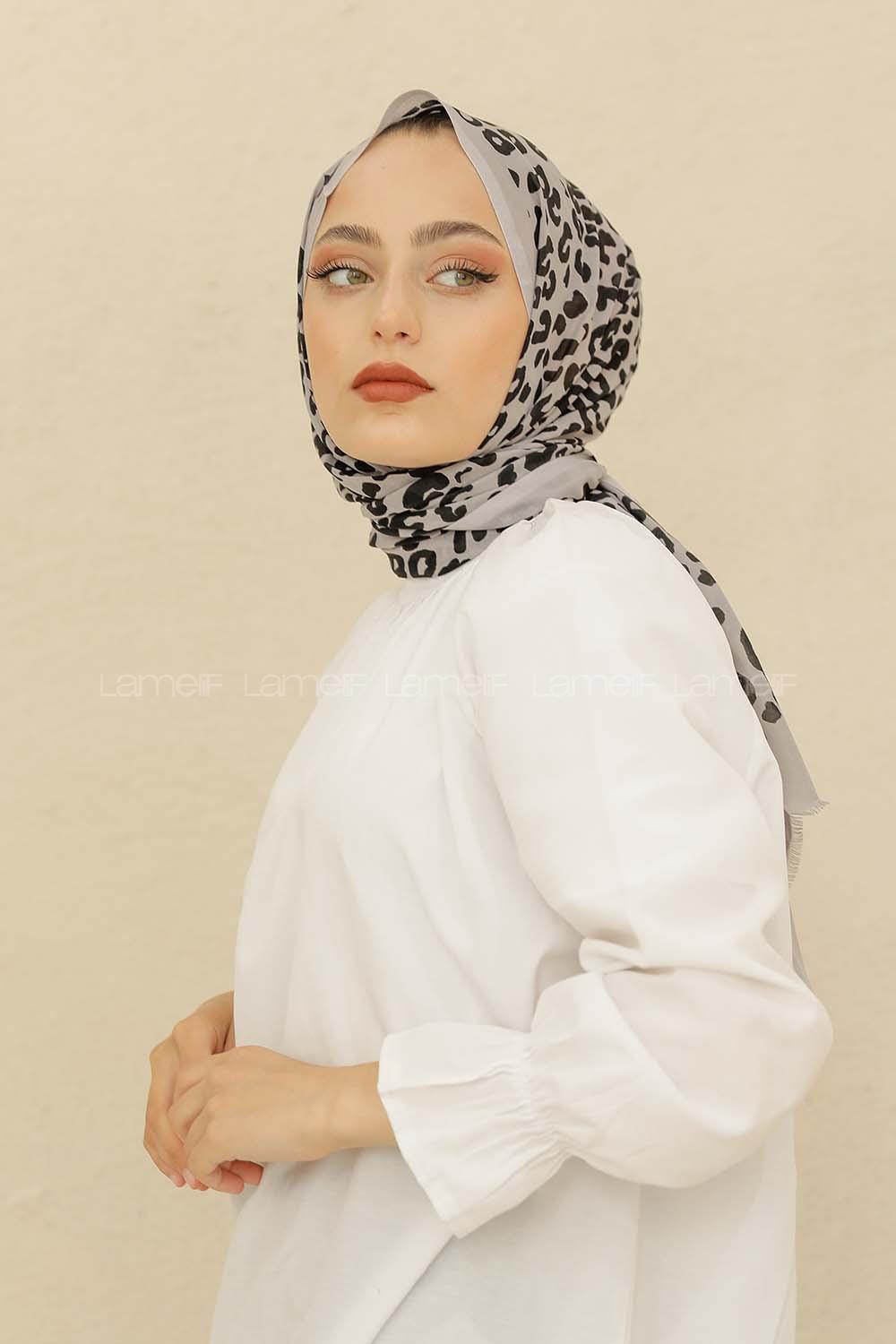 Modalamelif Gri Renkli Pati Desenli Şal