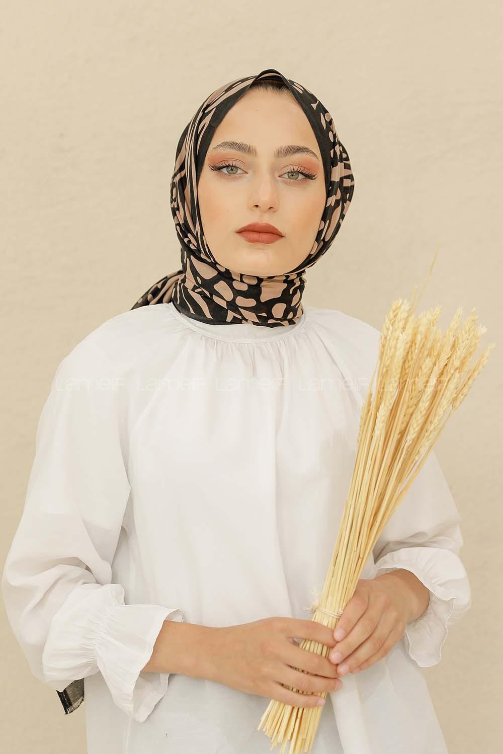 Modalamelif Kahve Renk Su Damlası Desenli Şal