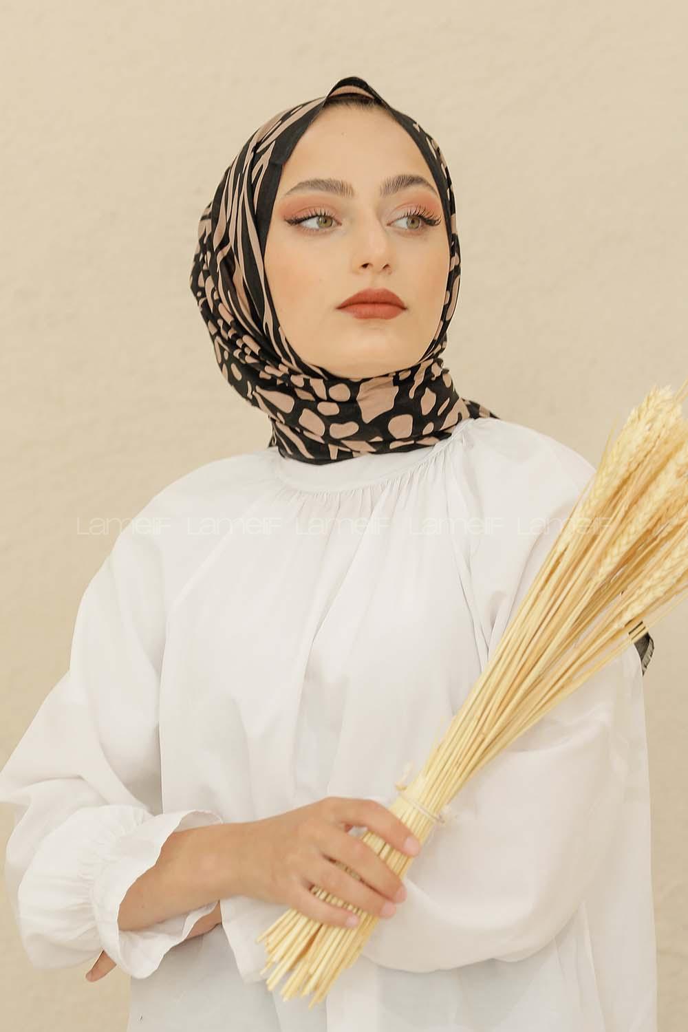 Modalamelif Kahve Renk Su Damlası Desenli Şal