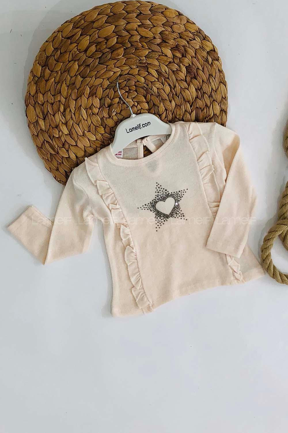 Modalamelif Kız Bebek Taşlı Pamuklu Bluz