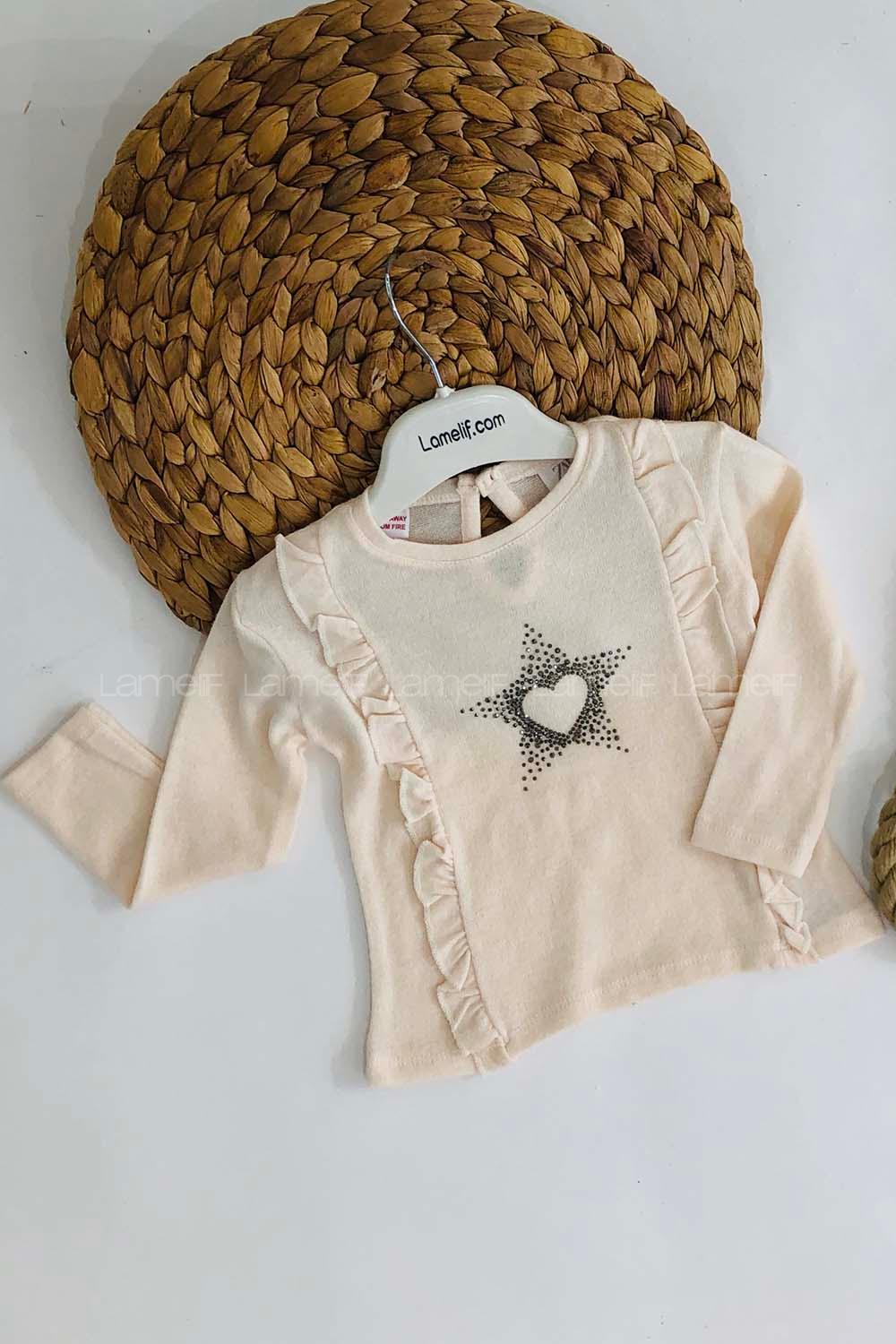 Modalamelif Kız Bebek Taşlı Pamuklu Bluz