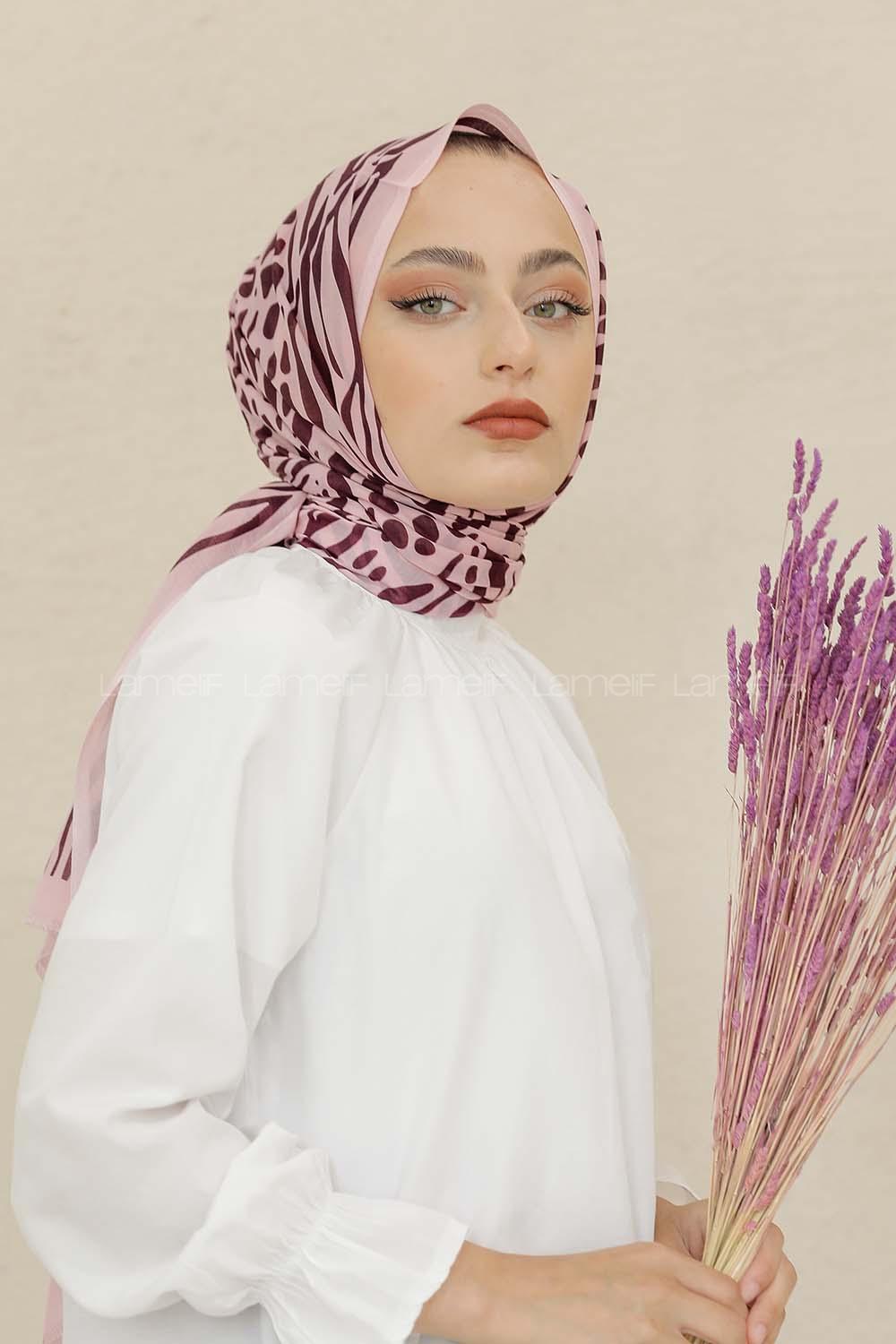 Modalamelif Lila Renk Su Damlası Desenli Şal