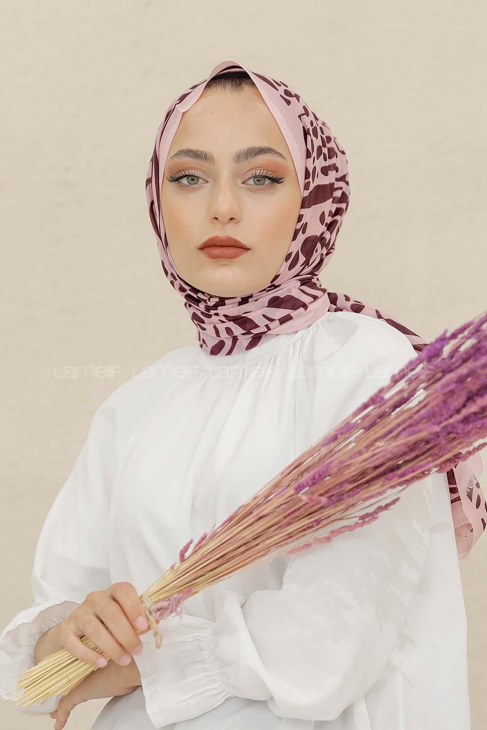 Modalamelif Lila Renk Su Damlası Desenli Şal