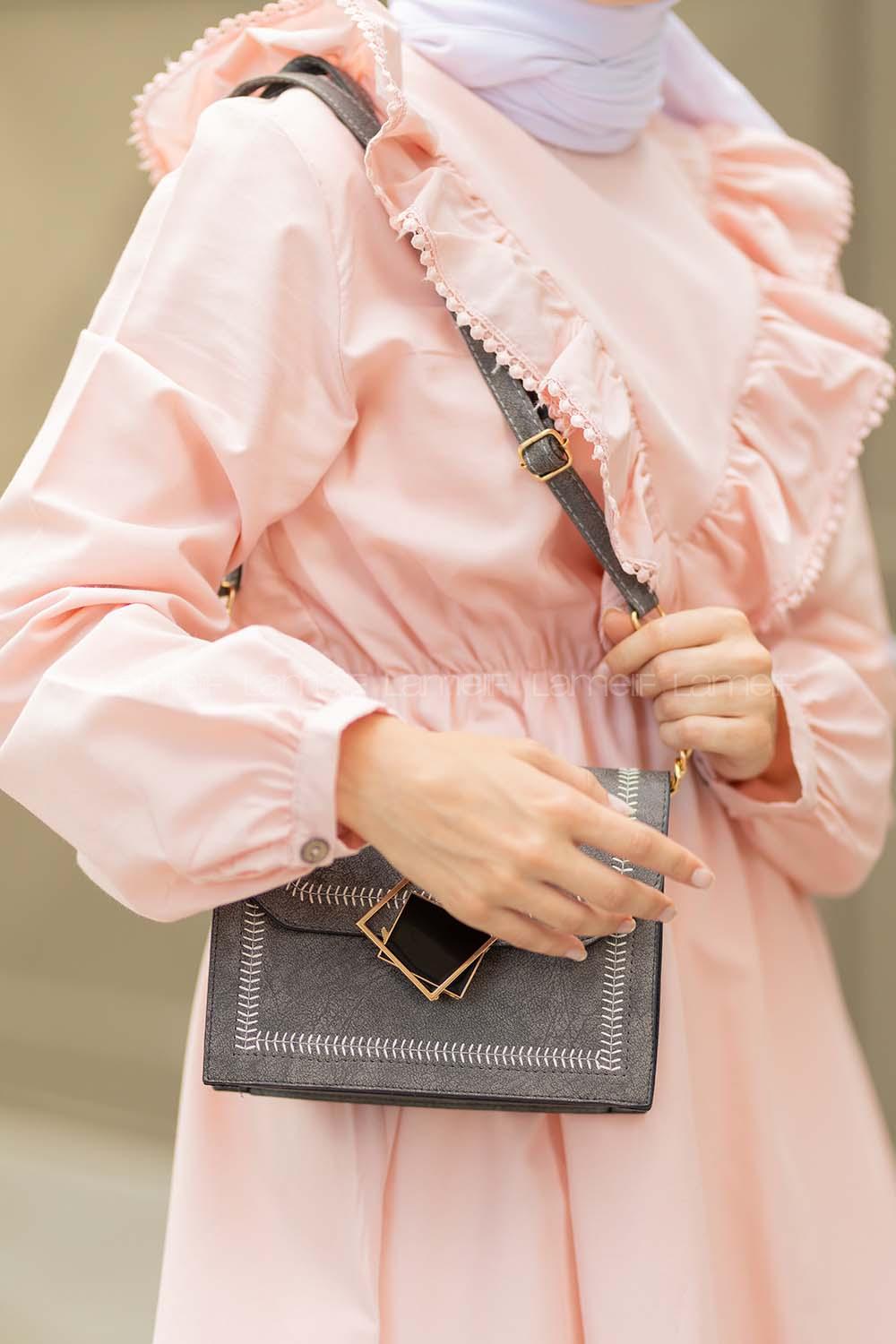 Modalamelif Metal Kilitli Andora Çapraz Çanta Gri