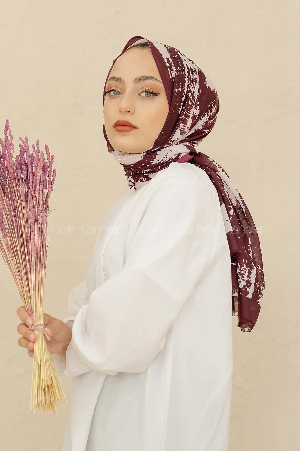 Modalamelif Mor Renk Karışık Desenli Şal