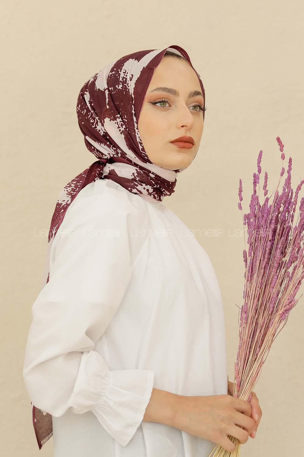 Modalamelif Mor Renk Karışık Desenli Şal