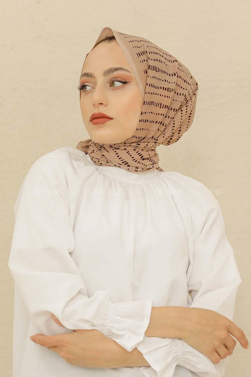 Modalamelif Vizonrengi Renk Şerit Desenli Şal