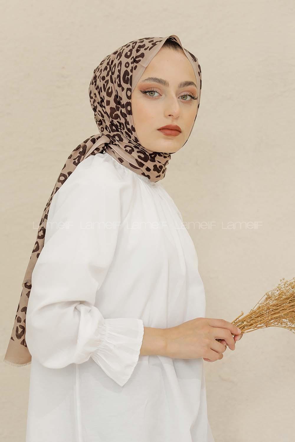 Modalamelif Vizonrengi Renkli Pati Desenli Şal