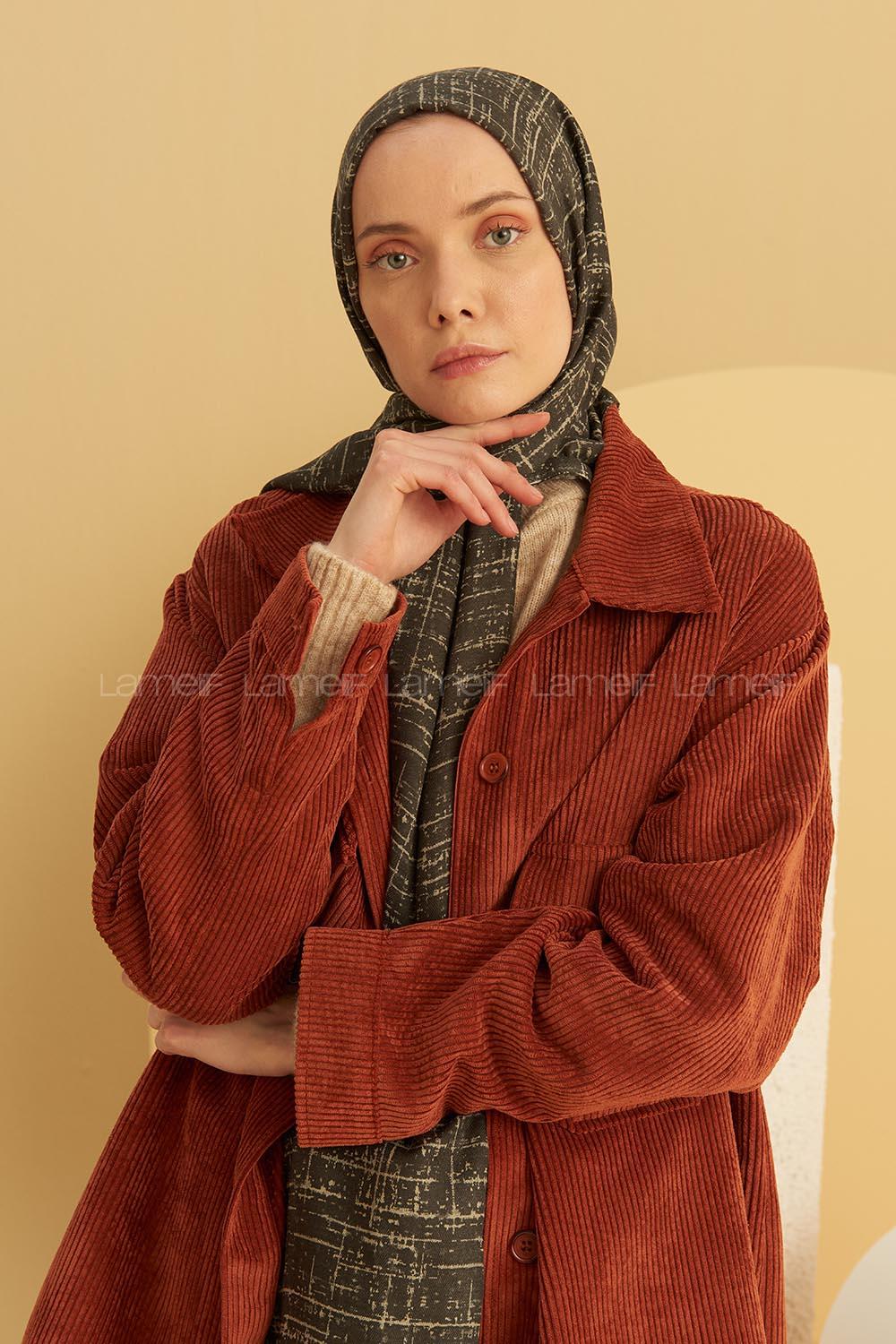 Modalamelif Haki  Batik Desen Şal