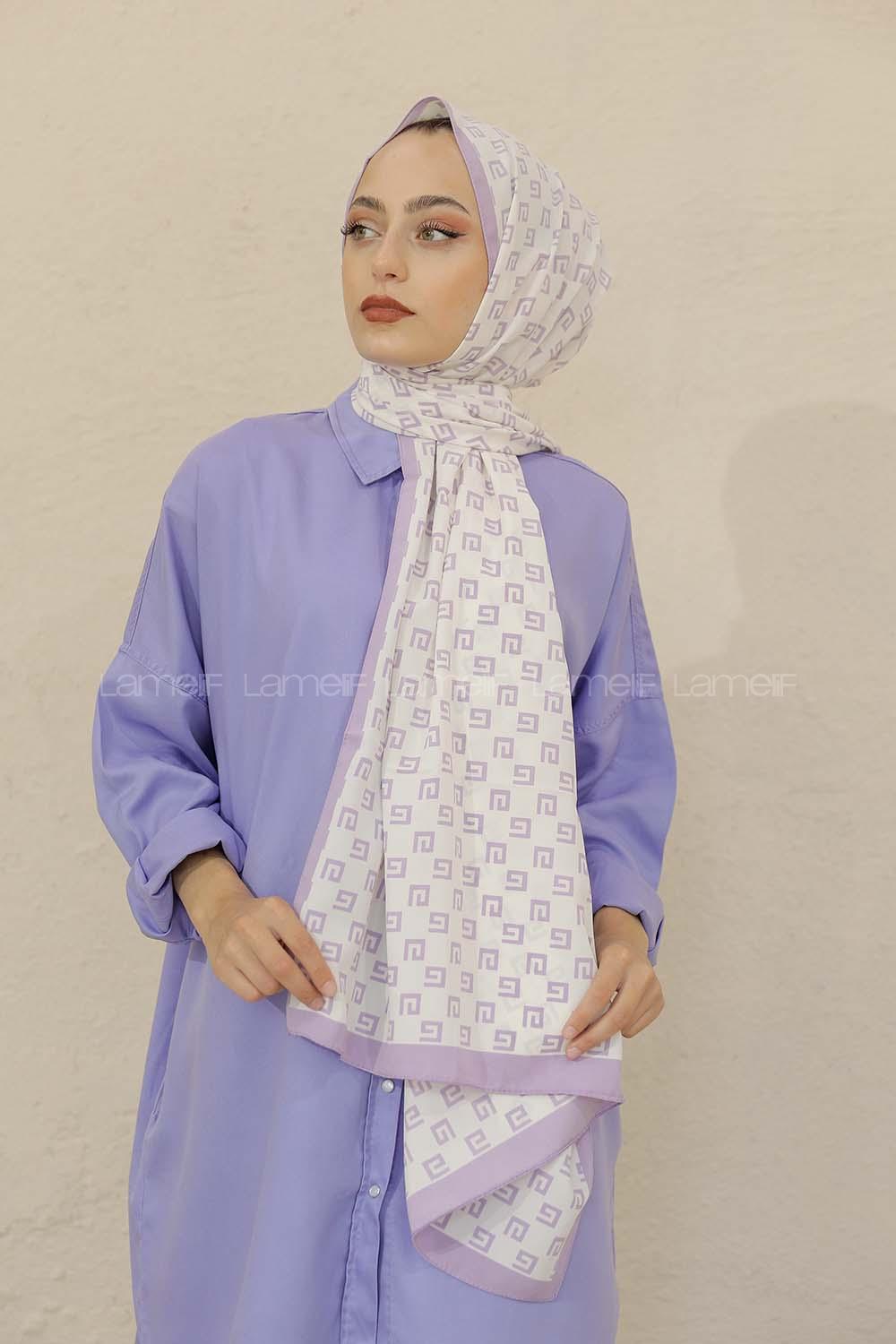 Modalamelif Renkli Baskılı Medine İpeği Şal G Desen