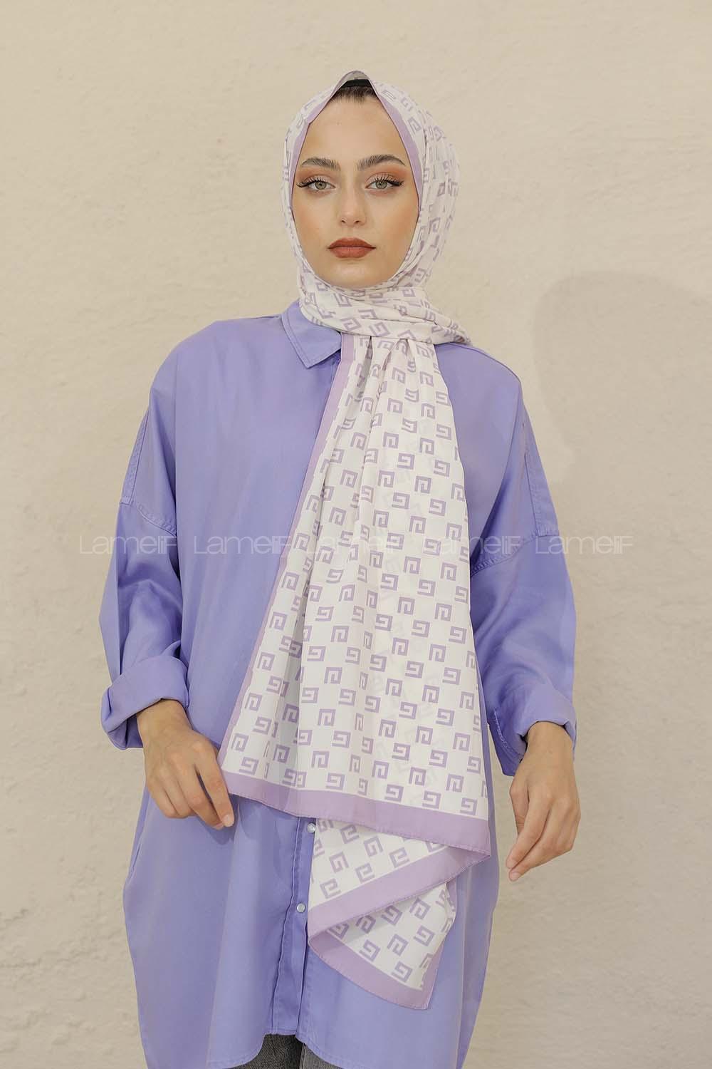 Modalamelif Renkli Baskılı Medine İpeği Şal G Desen