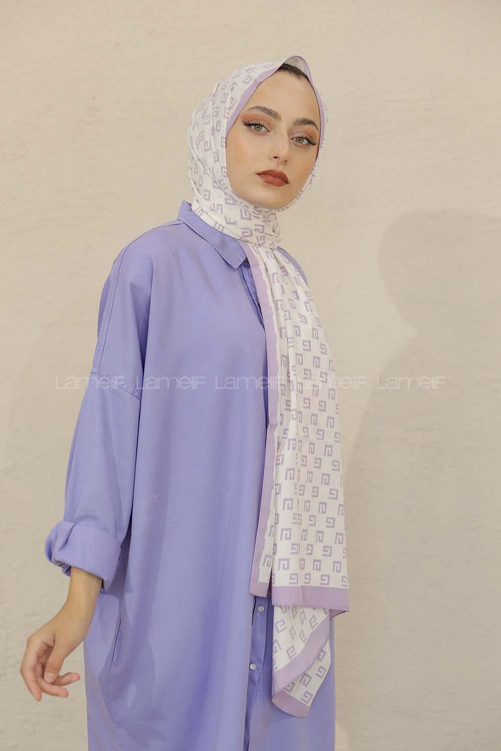 Modalamelif Renkli Baskılı Medine İpeği Şal G Desen