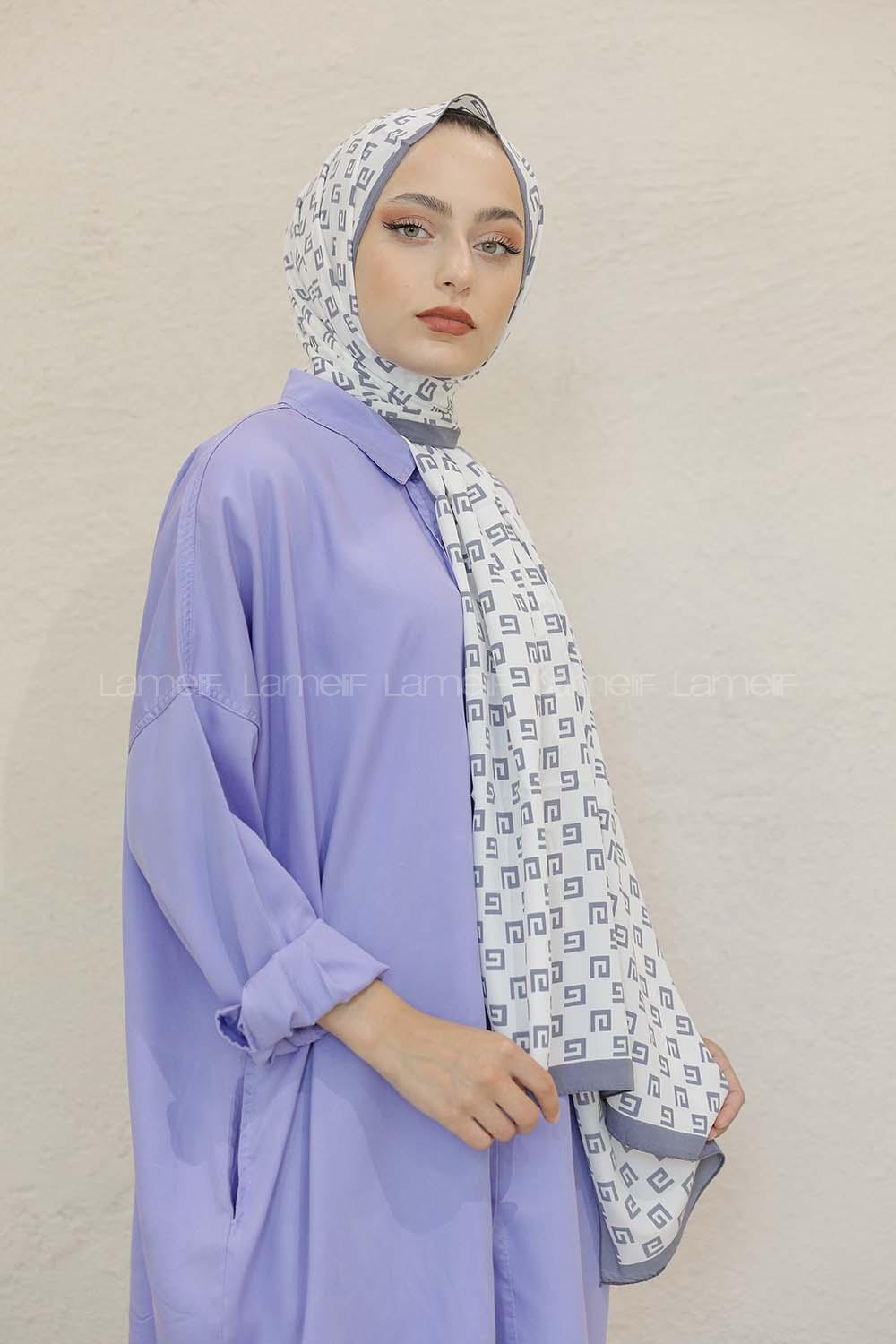 Modalamelif Renkli Baskılı Medine İpeği Şal G Desen