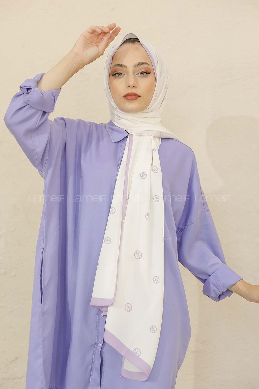 Modalamelif Renkli Baskılı Medine İpeği Şal Mk Desen