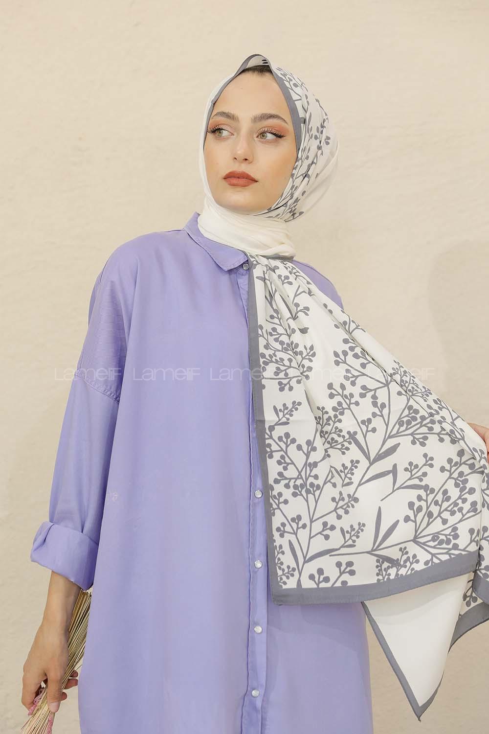 Modalamelif Renkli Baskılı Medine İpeği Şal Tomurcuk Desen