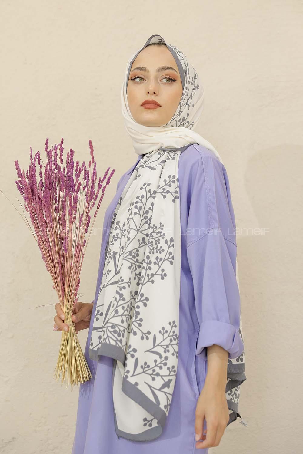 Modalamelif Renkli Baskılı Medine İpeği Şal Tomurcuk Desen