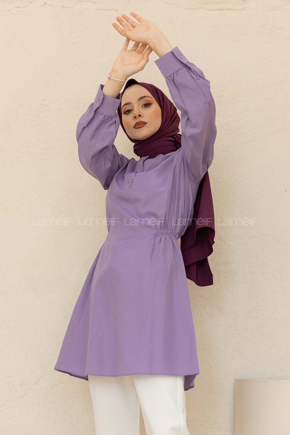 Modalamelif Bel Büzgülü Tunik Lila