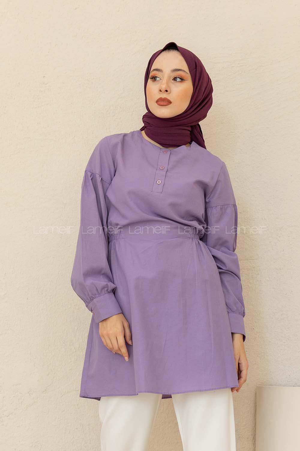 Modalamelif Bel Büzgülü Tunik Lila