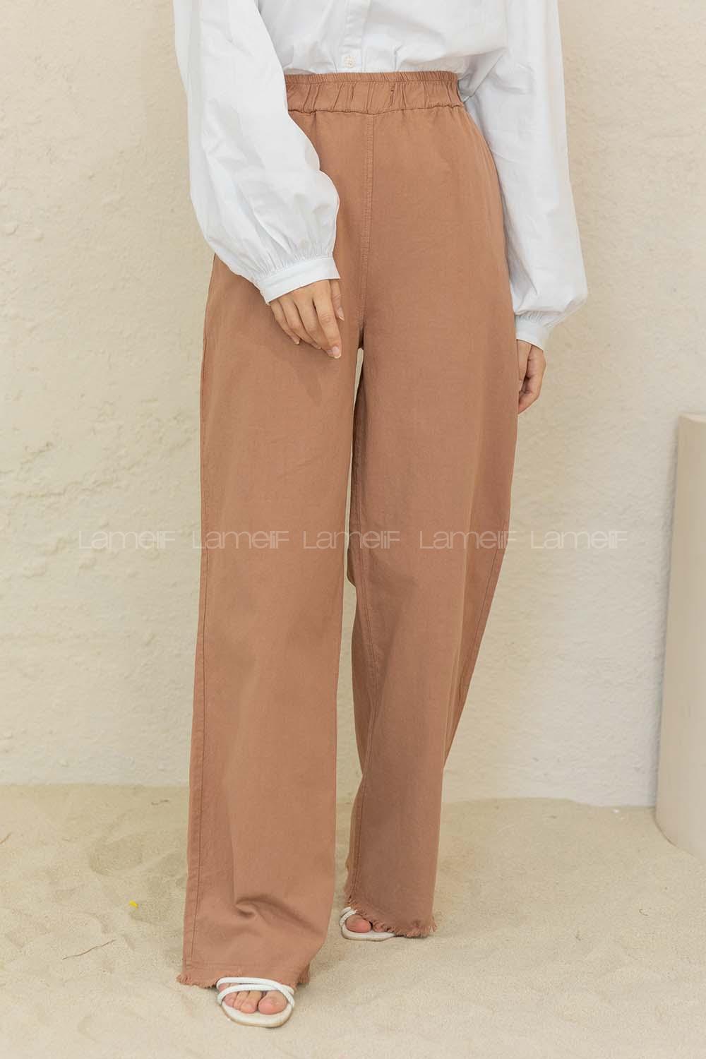 Modalamelif Beli Lastikli Paça Püsküllü  Pantolon Camel