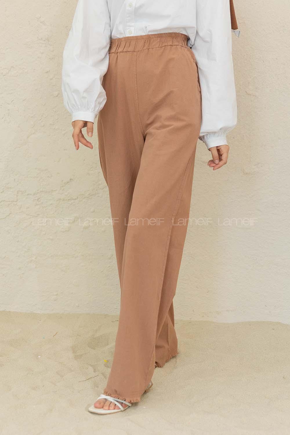 Modalamelif Beli Lastikli Paça Püsküllü  Pantolon Camel