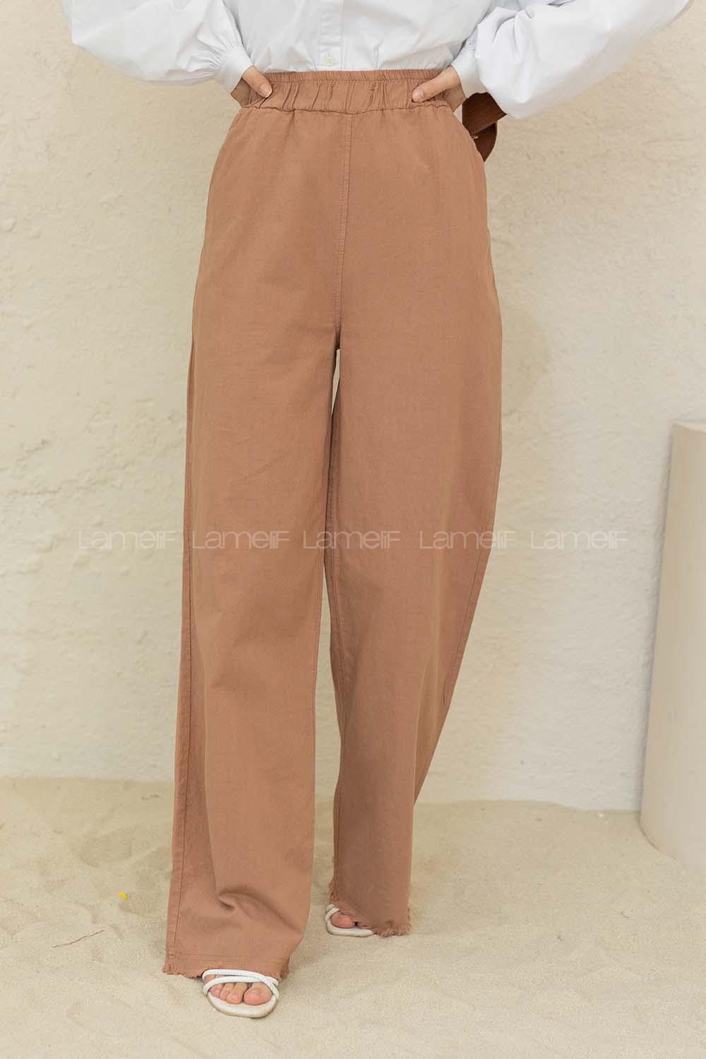 Modalamelif Beli Lastikli Paça Püsküllü  Pantolon Camel