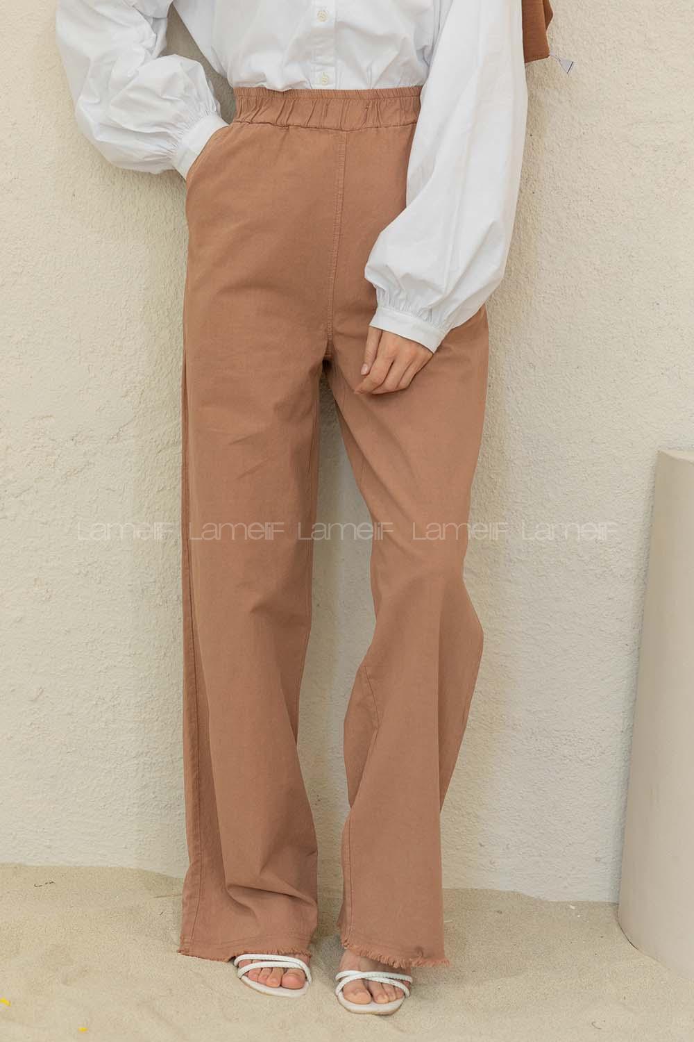 Modalamelif Beli Lastikli Paça Püsküllü  Pantolon Camel