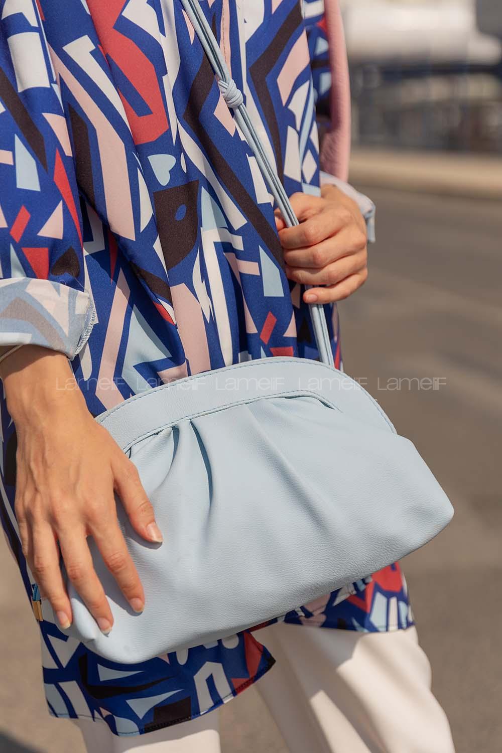 Modalamelif Botega Model Çapraz Çanta Açık Mavi